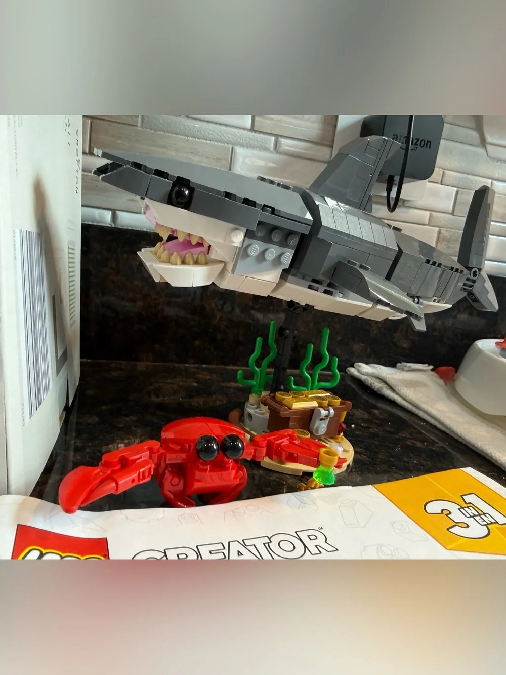 Lego Creator Gray Shark with Red Crab and Green Reef